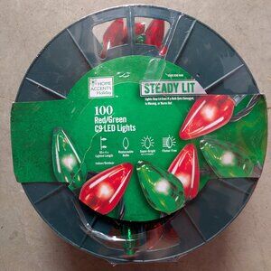 Home Accents 100 Count Red/Green Super Bright Steady Lit C9 Lights 65.4 Ft